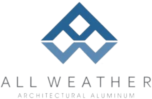 Untitled design (4) Logo of All Weather Architectural Aluminum featuring a stylized blue diamond pattern above the company name.